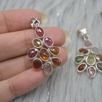 Mixed Tourmaline Pendant: Sterling Silver, 3 of 8