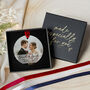 First Christmas Married Ceramic Photo Ornament 2025, thumbnail 4 of 8