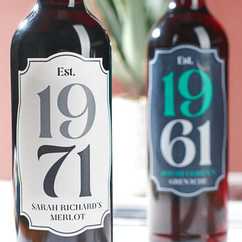 Personalised Birth Year Wine Bottle Labels, 2 of 4