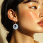 Blue And Cream Stripey Circular Earrings, thumbnail 2 of 6