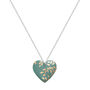 Jade Green And Gold Leaf Print Heart Necklace, thumbnail 1 of 2