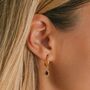 January Birthstone Garnet Gold Plated Huggie Hoop Earrings, thumbnail 1 of 11