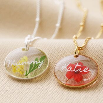 Personalised Pressed Birth Flower Pendant Necklace, 2 of 10