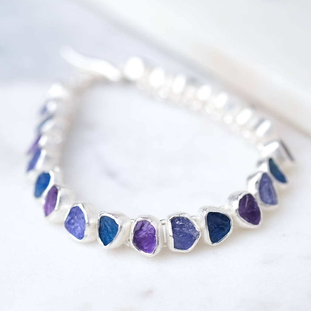 Rough Blue Gemstone Bracelet By Sugar Mango