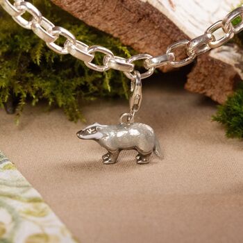 Enamelled Sterling Silver Badger Charm, 5 of 10