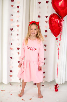 Valentines Personalised Embroidered Name Sweater Dress, 7 of 11