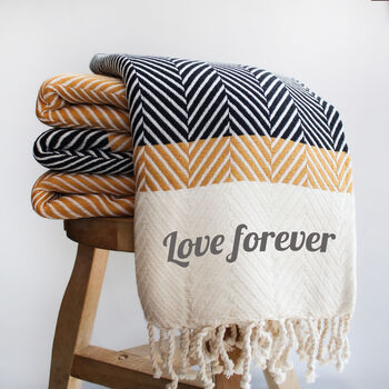 Herringbone Handloomed Soft Throw, Personalised Gift, 10 of 12