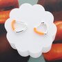 Neon Orange And Sterling Silver Heart Hoop Earrings, thumbnail 1 of 2