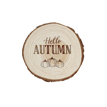 Hello Autumn Log Coaster | Pumpkin Table Decor | Fall Drink Coaster | Cosy Autumn Kitchen Accessory | Homeware | Tableware | Gift, 2 of 2