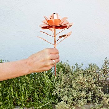 Recycled Metal Copper Rose Garden Stake, 3 of 7
