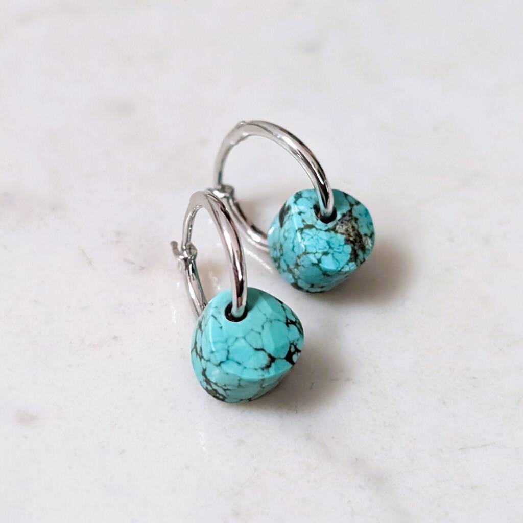 Turquoise Teardrop December Birthstone Earrings, Silver, 1 of 4