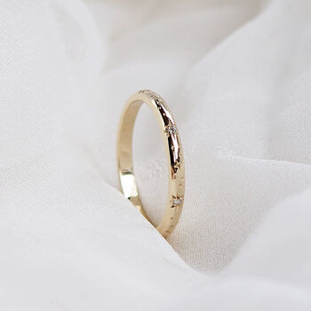 Celestial Engraved Diamond Ring In Solid Gold, 7 of 7