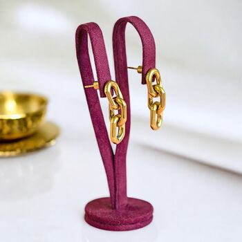 Gold Plated Chunky Chain Drop Earrings, 2 of 5