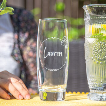 Personalised Birth Flower Hi Ball Glass Tumbler, 8 of 10