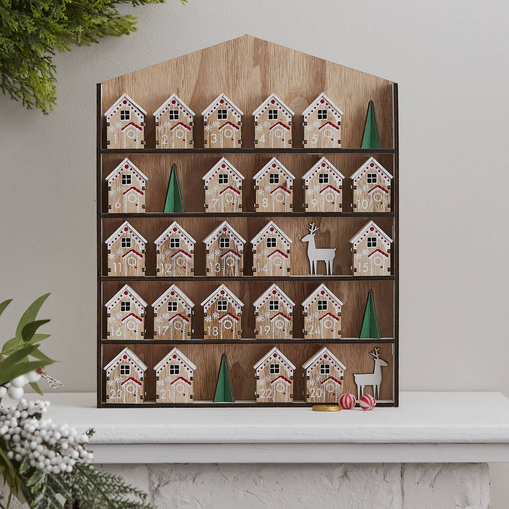 Fill Your Own Wooden House Advent Calendar By Ginger Ray