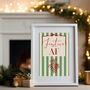 A4 Christmas Art Print, Festive Af, Green Stripes, thumbnail 4 of 4