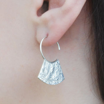 Vintage Textured Sterling Silver Hoop Earrings, 3 of 4