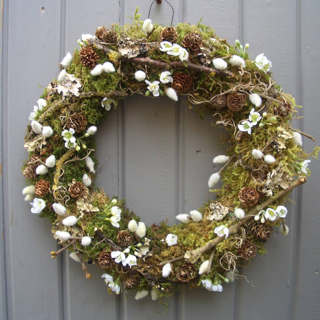 Pussy Willow And Wax Flower Wreath, 1 of 10