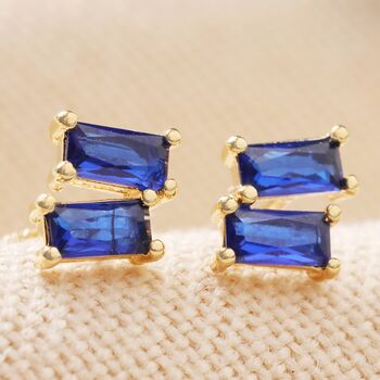 Stone Stud Earrings In Gold Plating, 3 of 11