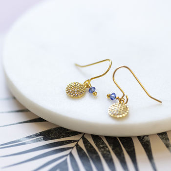 Pave Disc Birthstone Earrings, 2 of 11
