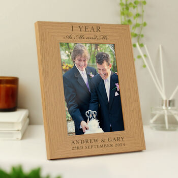 Personalised Anniversary 5x7 Oak Finish Photo Frame, 2 of 3