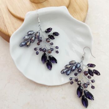Dark Purple Crystal Statement Earrings, 2 of 5
