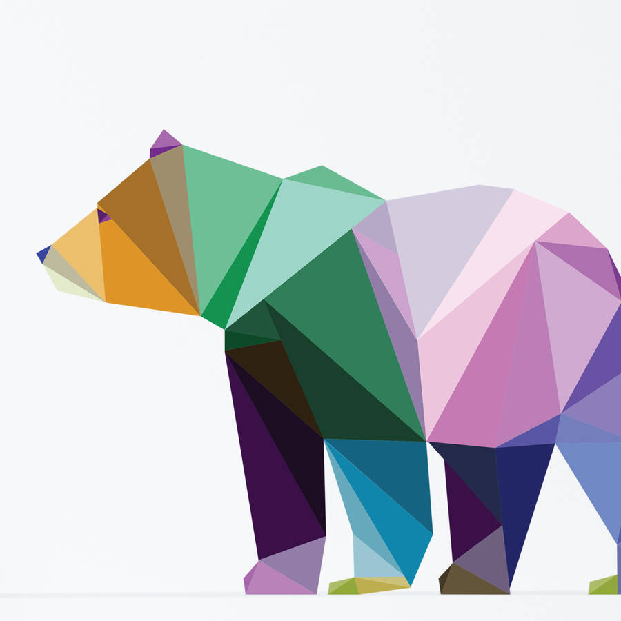 geometric bear art print by brambler