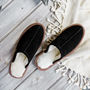 Mens Handmade Black Sheepskin And Suede Slippers, thumbnail 1 of 7