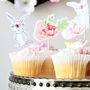 Pack Of 12 Bunny Floral Cupcake Toppers, thumbnail 4 of 7