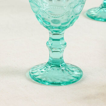 Luxury Turquoise Footed Glass Wine Goblets, 6 of 9
