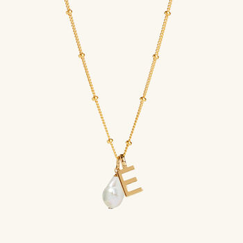 Pearl Letter Necklace 925 Silver Gold Plated Vermeil, 3 of 7