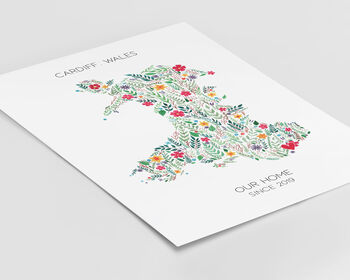 Personalised Floral Map Of Wales Print, 2 of 5