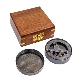 Personalised Gunmetal Signature Sundial Compass Gift, 9 of 9