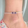Sterling Silver Evil Eye Beaded Stretch Anklet, thumbnail 2 of 5