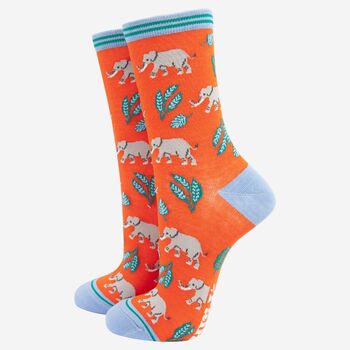 Women's Elephant Print Bamboo Socks, 2 of 5