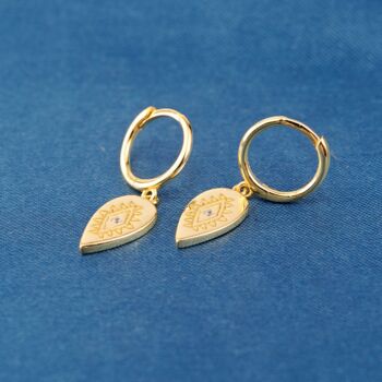 Teardrop Gold Hoop Earrings, Gold, 5 of 7