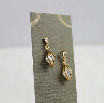 Rhombus Jewel Dainty Drop Earrings, 3 of 5