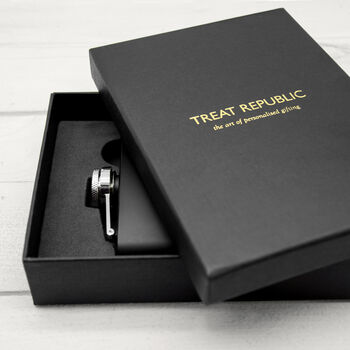 Personalised Moonshine Matte Black Hip Flask, 7 of 7