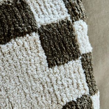 Chess Cushion Cover In Green Off White 50x50cm, 2 of 4