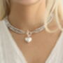 Double Strand Pearl And Silver Heart Necklace, thumbnail 2 of 11