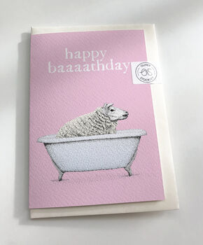 Happy Baaathday Sheep Birthday Card, 3 of 6