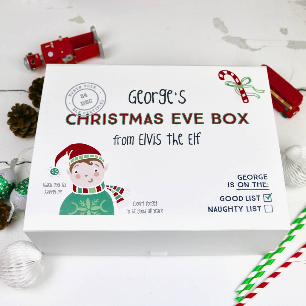 elf design large christmas eve box by auntie mims | notonthehighstreet.com
