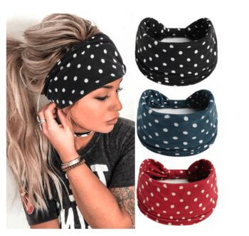 Polka Dot Extra Wide Yoga Headbands Chemo Headwear, 3 of 6