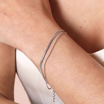 Stainless Steel Layered Snake And Curb Chain Bracelet, 2 of 5