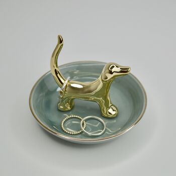 Personalised Dog Ring Dish Gold And Grey, 4 of 6