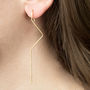 Zig Zag Gold Plated Silver Drop Earrings, thumbnail 1 of 2