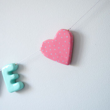 Handmade Handpainted Pastel Love And Heart Garland, 4 of 4