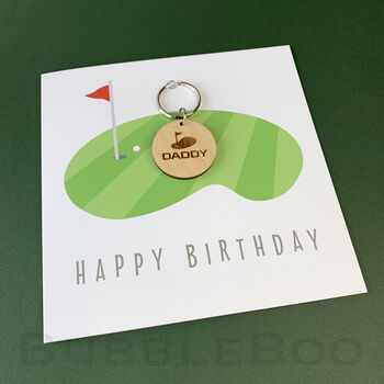 Personalised Golfers Keepsake Keyring Birthday Card, 7 of 8