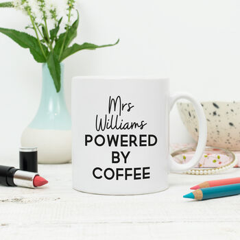 Personalised Powered By Coffee Mug, 2 of 4