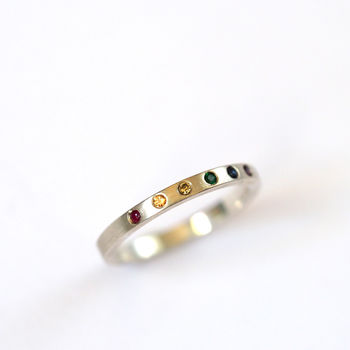 Skinny Rainbow Band In Silver And Precious Stones, 5 of 11